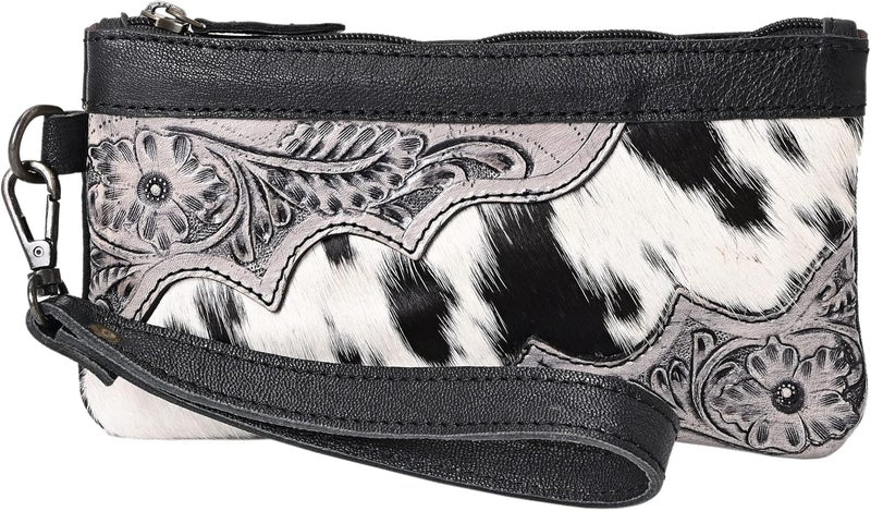Merbaa Store Women Hand tooled Natural Cowhide Leather hand Clutch | Hand Bag | Purse | Coin Pouch Bag valentines day gifts - Image 1